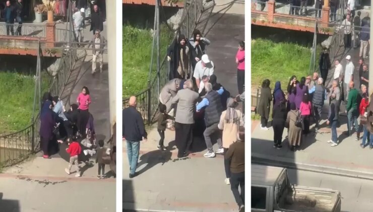 Kadınların kavgasını erkekler güçlükle ayırdı