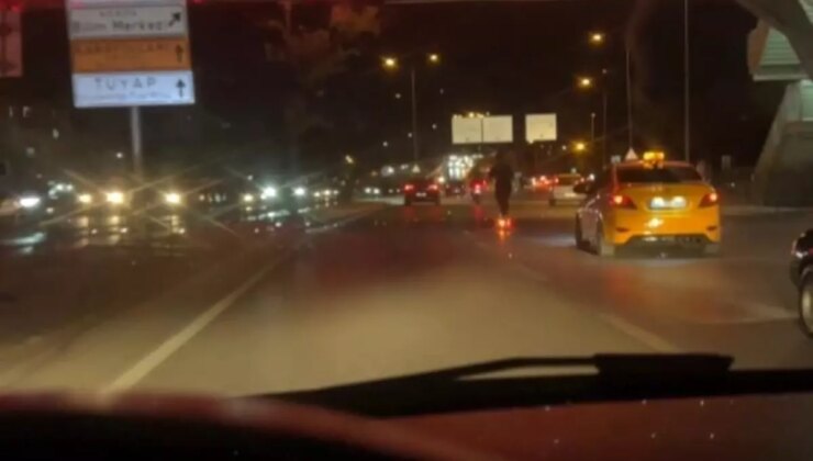 Konya’da Hızla Giden Scooter Sürücüsü Trafiği Tehlikeye Attı