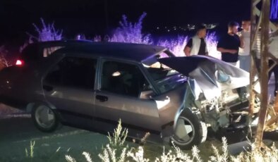 Konya’da Otomobil Elektrik Direğine Çarptı, 3 Yaralı